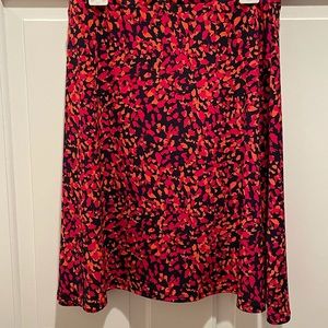 Leota orange, pink, and navy blue flowy skirt.